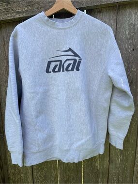 Lakai Light Gray Crewneck Sweater with Navy Logo